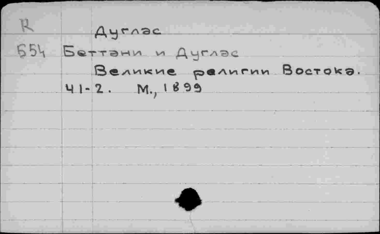 ﻿___I_ Дъ глас
654 Б «ттани	Дуглас
1В«. Л VI к е. религии Востока,
Ч I- 2 .	М., 1 *